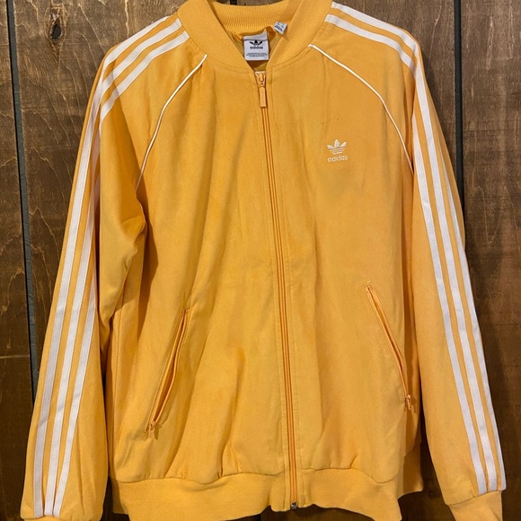 adidas Jackets & Blazers - Adidas Yellow Velvet Track Jacket
